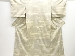 アンティーク　変わり格子模様織り出し本塩沢着物